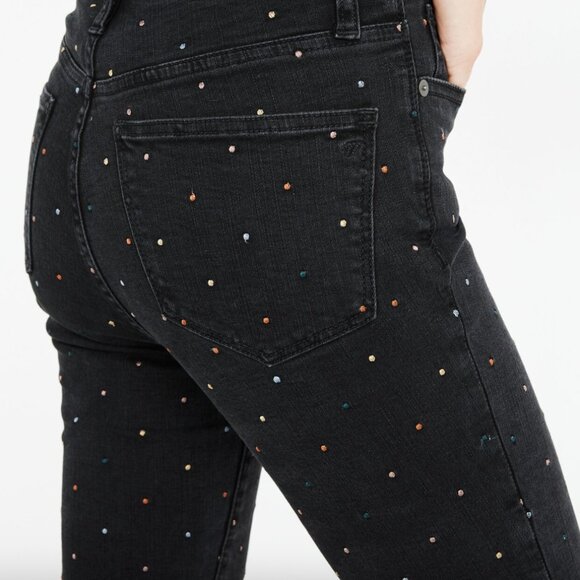 Madewell 26 Black Wash 10" High-Rise Skinny Jeans: Metallic Rainbow‎ Dot Edition - Picture 1 of 7